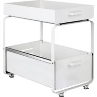 Almacenaje Bajo Fregadero 2 Niveles Organizador con cestas deslizantes Especiero, Estantes de Cocina, Armario, Organizador de Condimentos, Blanco 40x25.5x39.5cm