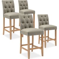 Lot de 4 chaises de bar en bois Gaya tissu Beige - H65cm
