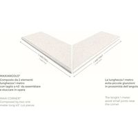 COPRIMURO TORATO MAXI ANGOLO COMPOSTO DA DUE ELEMENTI CM 100 TAGLIO A 45° - Giallo Tufo - size interno 24 cm