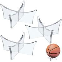 BUNTHAUS Lot de 4 supports de rangement en acrylique pour ballons de football, basket-ball, rugby, volley-ball, sport, trophée, autographe (transparent)