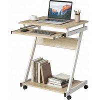 HOMCOM Scrivania per Computer con 4 Ruote, Colore Rovere