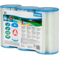 Intex – Lot de 3 cartouches de filtre A – Fibre Dacron 20 microns – Dimensions 20,3x10,8 cm – Compatible épurateurs 1,7 à 4,4 m³/H
