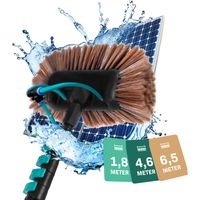 Vonroc – Brosse télescopique de lavage 6,5m – Nettoyage façades, panneaux solaires et véhicules – Tuyau d'arrosage 9m intégré – Distributeur de savon