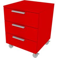 Cassettiera 3 cassetti - Design moderno, chiusura rallentata - Rosso