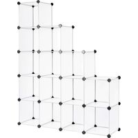 Dibea - Scarpiera modulare in plastica, con 16 Scomparti, 30 x 30 cm