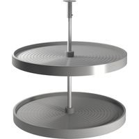 Emuca – Plateau pivotant circulaire 710 mm – 2 plateaux en polyéthylène gris recyclables – Charge max 20 kg – Pour meuble d’angle 800 mm