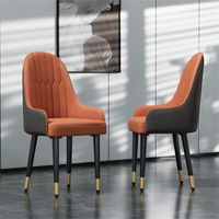 Unho – Chaises de salle à manger lot de 2 en cuir de silicone microfibre – Dossier rembourré haut – Design chic orange et gris – Structure en bois d'eucalyptus