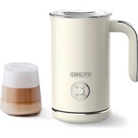Ortviai Fouetteur Électrique à Lait 4-en-1 MK-202 Chauffage/Froth Froid-Chaud, 240 ml, Double Fouet, Couvercle Transparent