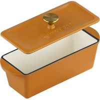 Mahlzeit Gusseisen Bräter mit Deckel emailliert, 3 Liter, Sunny Orange, Schmortopf, Bratentopf
