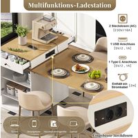 Îlot de cuisine sur roulettes avec table extensible et plateau amovible, table de bar avec prises électriques – Buffet, sideboard ou bar pour cuisine et salle à manger