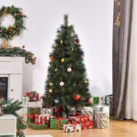 Sapin de Noël artificiel de 150 cm avec 219 aiguilles de pin en PVC ignifugé, base pliable et support en acier, montage rapide, décoration de Noël intérieure, vert