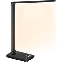 Tigrezy LED-Schreibtischlampe, dimmbare Tischlampen, 10 Helligkeitsstufen, 5 Farbmodi, Touch-Control-Augenschutz, mit USB-Anschluss/Timer-Funktion, klappbar/drehbar