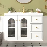 Schwebender multifunktionaler Badezimmerschrank 80 cm, MDF-Platte, groß