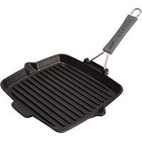 STAUB Bistecchiera in Ghisa con Manico in silicone, Adatta per Induzione, Quadrata 24 cm, Nero
