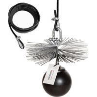 HOLZBRINK 150mm Kaminbesen Schornsteinbesen aus Federstahl + 1m PP-Seil + Zuggewicht inkl. Montagezubehör PROFISET Spezial