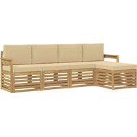 Conjunto de sofás de exterior 5 uds. y Beige Poliéster vidaXL