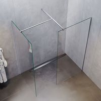 SONNI Mampara de ducha Walk in 110x200cm con panel lateral de 70cm Mampara de ducha de nano cristal de 8mm con barra estabilizadora