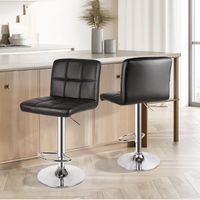 Rattantree - Lot de 2 tabourets de bar réglables en hauteur - Chaises de Bar - Hauteur réglable 85-115 cm - Assise pivotante 360° - Revêtement en PU - Matelassé - Avec Dossier et Repose-Pieds - Noir