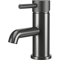 Colore Round Gunmetal Grey Mono Basin Mixer with Fully Knurled Tap Head
