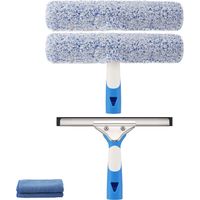 Raclette à Vitre Professionnelle(25cm), Lave Vitre avec Raclette Silicone & Brosse Microfibre, Nettoyeur Vitre, Kit de Nettoyage de Vitres pour Salle de Bain, Douche, Voiture, Miroir, Fenêtre