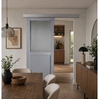 Porta scorrevole Athena Style Atelier En Enrobe Gris Clair Largeur 73 + Rail Alu Bandeau alu