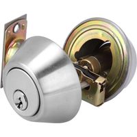 Serrure à pêne dormant à double cylindre en acier inoxydable pour porte en bois, avec clé des deux côtés