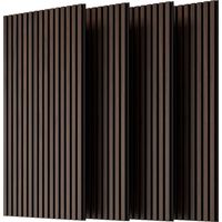 Wood Panels for Wall Slat Wall Panels, 4PC Wood Slat Acoustic Panels for Wall and Ceiling - 3D Fluted Sound Absorbing Panel with Three Sides Fully Wrapped on Wood Finish -115cm X 60cm(Dark walnut)