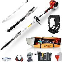 BU-KO 52cc Long Reach Petrol Hedge Trimmer and 75cm Extension Pole w/Toolbag for Convenient Storage, Precision Trimming for Tall Hedges & Bushes, Easy to Use, High Performance, Durable Steel Blade
