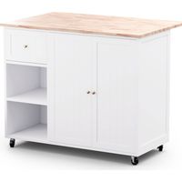 Blumfeldt Kitchen Trolley - Kitchen Trolley with Castors, Extendable Worktop, 1 Drawer & 2 Doors, Plenty of Storage Space, Hostess Trolley with Brakes, Timeless Design, 106.5x49.5x89 cm
