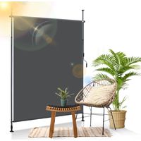 Jiubiaz Senkrechtmarkise Außenrollo 200 x 270 cm Balkonrollo mit Handkurbel Sichtschutz Vertikalmarkise ohne Bohren Sonnenschutz Windschutz Markise Anthrazit