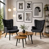 Lot de 2 Tables Gigognes - HOME DECO FACTORY - Félix - Rondes - Bois - Multicolore