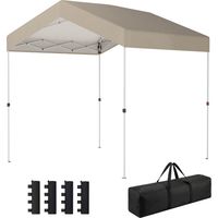 Carpa Plegable Pop-up 2,4x2,4 m UPF50+ Bloqueo Central Altura Ajustable Bolsa Transporte Sacos Arena Beige