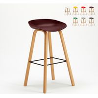 Sgabello alto per Bar e Cucina Effetto Legno Towerwood - Marrone
