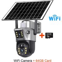 V380 Pro Telecamera solare WiFi, Doppia Lente, 8MP 4K, PIR, Visione notturna, Batteria a basso consumo, Esterna – con scheda 64GB