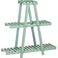 Soporte de Madera para Plantas de 3 Niveles Estantería Decorativa para Interiores Exteriores 76x26x76 cm Verde