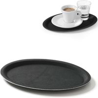 Vassoio ovale antiscivolo da cameriere 16x23cm - nero