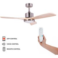 Kekai – Ventilateur de plafond DC 132cm 55W – 3 pales en bois – Lumière LED réglable 18W – 6 vitesses – Application Tuya Smart
