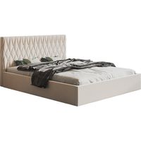 Lit double 180x200 Crystal avec coffre de lit - chambre à coucher, tissu velours - Beige (Amor Velvet 4304)