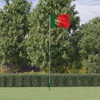 Drapeau du Portugal et mât 5,55 m Drapeau Décoratif de jardin Aluminium 12912
