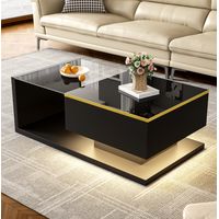 Mesa baja, negra con luz LED 16 colores, 90 cm