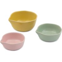 Jamie Oliver Big Love Pinch-Me Pots, kleine Schalen de gres gesprenkelt, Messbecher, 1, ½, ¼ Tassen, spülmaschinen-, mikrowellen-, ofenfest, mehrfarbig, Set de 3, 11 x 10 x 5 cm