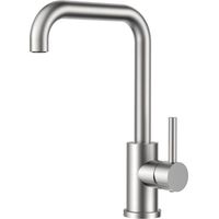 Küchenarmatur, 360° schwenkbarer Küchenmischer, Edelstahl, 1/2" L-förmiger Einhebelmischer für 1-Loch-Montage – inklusive Schlauch