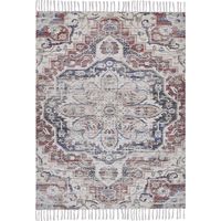 Tapis Salon Oriental Effet Vieilli Tassels Multicolore 140x200cm Kelkit