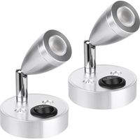Foco de lectura LED de 12 V y 3 W para interior de autocaravana, lámpara de pared giratoria de 180°, luz cálida de 3000 K para autocaravana, caravana, barco (paquete de 2) - RAPANDA