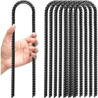 Piquets de tente en acier galvanisé de 30 cm : Piquets robustes en forme de U avec crochets pour le camping, les balançoires, les auvents et les trampolines.
