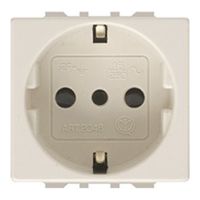 Feb Unel Prise 2 poles + terre centrale pour se'rie Laser et Magic, couleur blanche