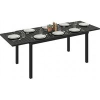 Tavolo da giardino allungabile per 6-8 persone, alluminio con piano a doghe, nero.