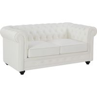 Canapé 2 places en cuir de buffle blanc CHESTERFIELD