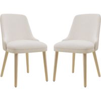 SMARTUE Juego de 2 sillas de comedor con respaldo alto – Estilo Vintage Chic, asiento cómodo, ideales para cocina y comedor, Beige
