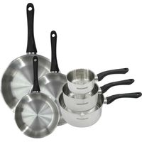 Set 3 poêles 20 24 et 28 cm et 3 casseroles 12 16 et 20 cm en inox Fackelmann Geneva
